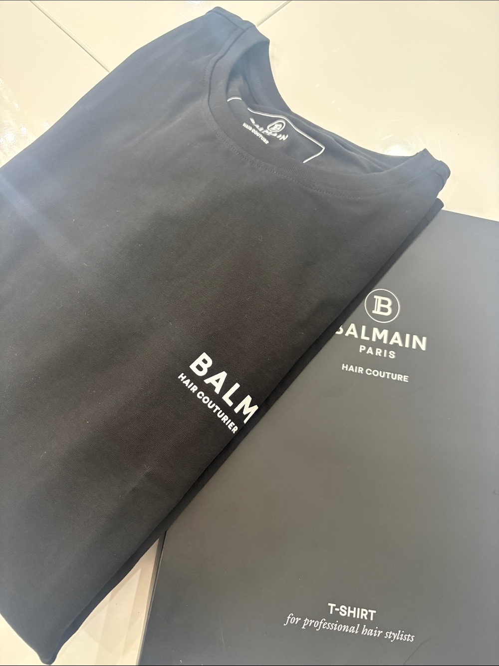 Balmain Black T-Shirt with White Logo
